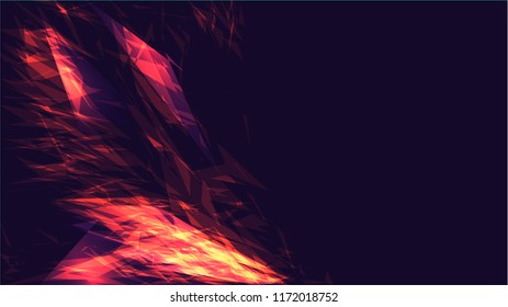 red abstract digital high-tech magical cosmic energy electric bright glowing light texture background of geometric glass fir glass triangles and copy space. Vector.