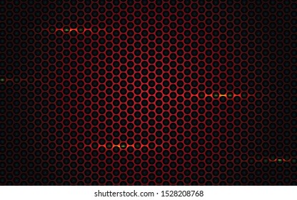 Red abstract dimension on black texture background. Realistic overlap layers texture with red lights element decoration.