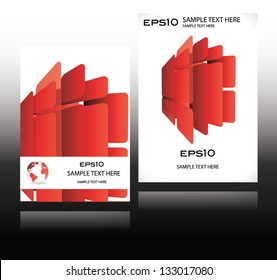 red abstract dimensional artwork magazine in modern style