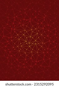 Red abstract dots and lines polygon with gradient style background, vector file