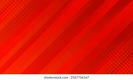 Red abstract dynamic background with halftone. Gradient texture with smooth stripes. Modern wallpapers. Suitable for templates, sale banners, events, ads, web and pages