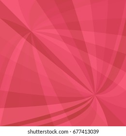 Red abstract dynamic background - vector design from curved ray stripes