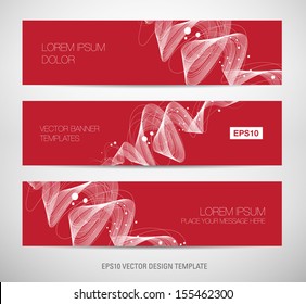 Red abstract dynamic wave banners