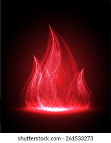 Red Abstract fire flames on a black background. Colorful vector illustration