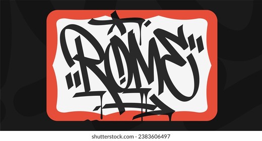 Red Abstract Flat Graffiti Style Sticker With Some Street Art Lettering Vector Illustration Art