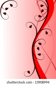 Red abstract floral illustration in a portrait orientation
