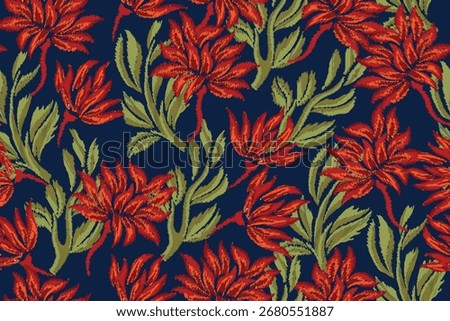 Red abstract floral pattern for background, fabric, motif, etc.