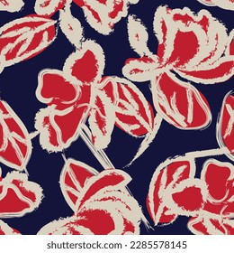Red Abstract Floral seamless pattern design for fashion textiles, graphics, backgrounds and crafts