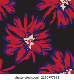 Red Abstract Floral seamless pattern design for fashion textiles, graphics, backgrounds and crafts