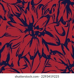 Red Abstract Floral seamless pattern design for fashion textiles, graphics, backgrounds and crafts