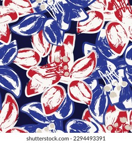 Red Abstract Floral seamless pattern design for fashion textiles, graphics, backgrounds and crafts