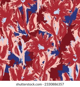 Red Abstract Floral seamless pattern design for fashion textiles, graphics, backgrounds and crafts