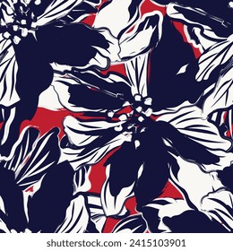 Red Abstract Floral seamless pattern design for fashion textiles, graphics, backgrounds and crafts