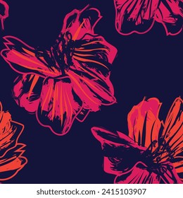Red Abstract Floral seamless pattern design for fashion textiles, graphics, backgrounds and crafts