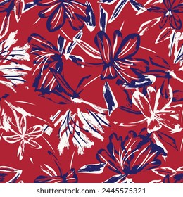 Red Abstract Floral seamless pattern design for fashion textiles, graphics, backgrounds and crafts