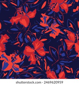 Red Abstract Floral seamless pattern design for fashion textiles, graphics, backgrounds and crafts