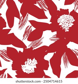Red Abstract Floral seamless pattern design for fashion textiles, graphics, backgrounds and crafts
