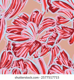 Red Abstract Floral seamless pattern design for fashion textiles, graphics, backgrounds and crafts