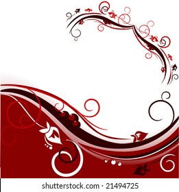 Red abstract flower background with copy space