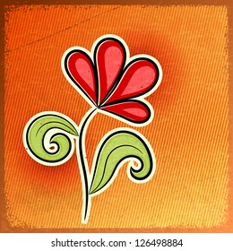 Red abstract flower - a symbol of spring - on vintage background