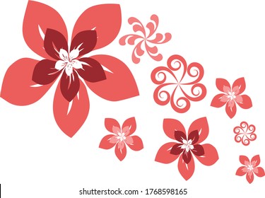 Flores abstractas rojas de diferentes formas y tamaños