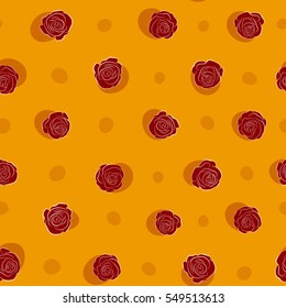 Red abstract flowers. Seamless pattern. Vector watercolor background.