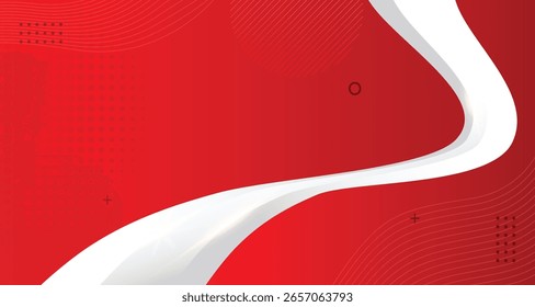 Vetor de fundo de onda de fluxo abstrato vermelho, conceito corporativo moderno. Indonésia dia da independência em agosto
