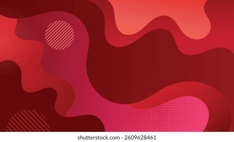 Red abstract fluid waves layered background