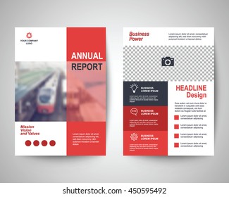 red abstract flyer layout template, brochure background, leaflet with cover, vector design in a4 size for business annual report