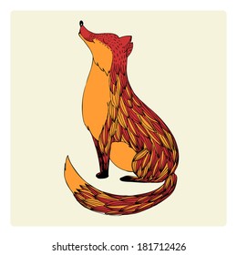 red abstract fox smiling