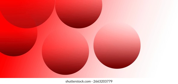Fondo geométrico abstracto rojo con círculos, Gradientes vibrantes, diseño minimalista, texturas suaves y composición moderna de estilo Vector.
