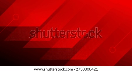 Red Abstract Geometric Background with Diagonal Lines and Technology Elements