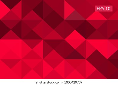 Red abstract geometric background, vector from polygons, triangle, vector illustration, vector pattern, triangular template