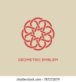 Diseño de Plantilla de emblema geométrico abstracto rojo con Elementos superpuestos. Ilustración vectorial.
