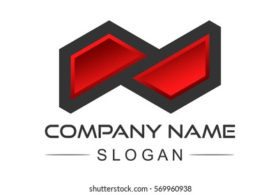 red abstract geometric logo infinity icon