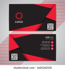 Red Abstract Geometric Modern Simple Business ID Card Template. Design Graphic Vector EPS10.
