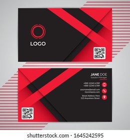Plantilla de tarjeta de identificación de negocio simple geométrica moderna y abstracta roja. Diseño del Vector Gráfico EPS10.