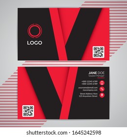 Red Abstract Geometric Modern Simple Business ID Card Template. Design Graphic Vector EPS10.