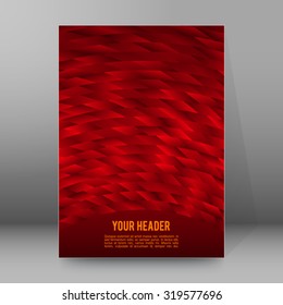 Red abstract geometric mosaic background with place of text. Design elements Vector illustration EPS 10 for booklet layout page, leaflet template, vertical banner