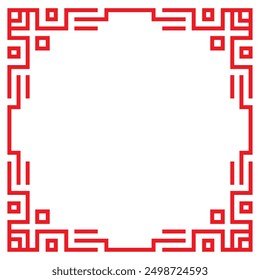 red abstract geometric pattern Chinese frame set vector design.
