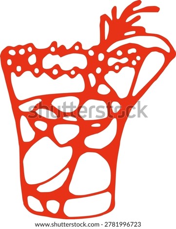 Red abstract geometric polygonal mosaic patterns inside large cocktail glass