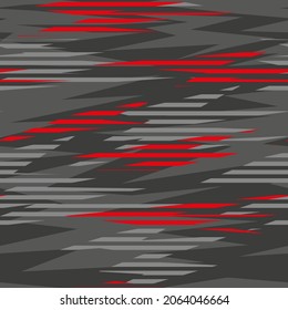 red Abstract geometric seamless pattern with polygonal shapes. Modern camouflage textured ornament for racing car or clothing or print. Vector background.