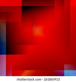 Red abstract geometrical background made of lines and squares. Vector.