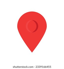 símbolo de geoetiqueta o de pin de mapa abstracto rojo. logotipo de indicador de geolocalización plana o diseño simple de marca gráfica aislado en fondo blanco. signo geolocalizador para el concepto de sistema de navegación gps