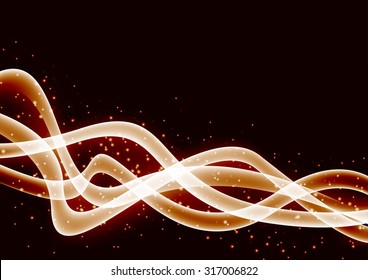 Red abstract glittering sparkling waves border background. Vector illustration