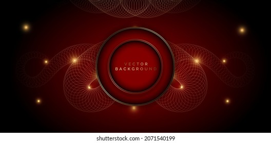 red abstract gold spiral with rounded ornament