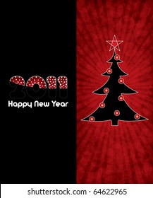 Red abstract Happy New Year 2011 background