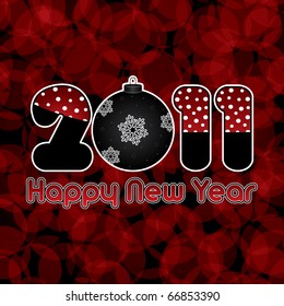 Red abstract Happy New Year 2011 background