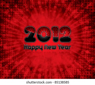Red abstract Happy New Year 2012 background