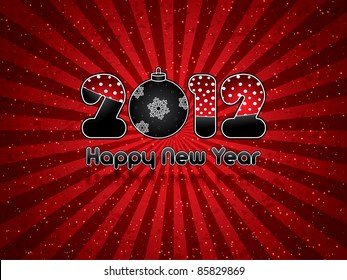 Red abstract Happy New Year 2012 background
